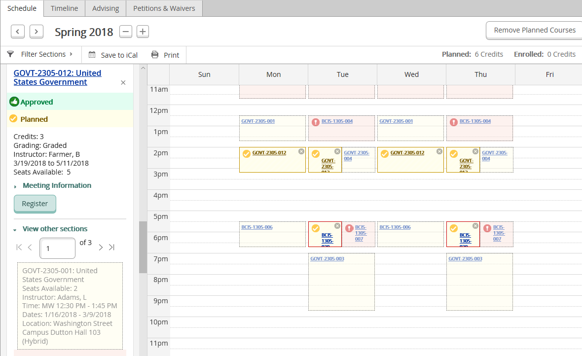 Schedule other sections Schedule other sections