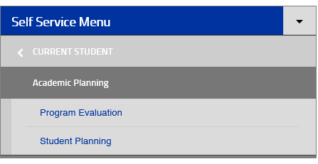 Student planning menu Student planning menu