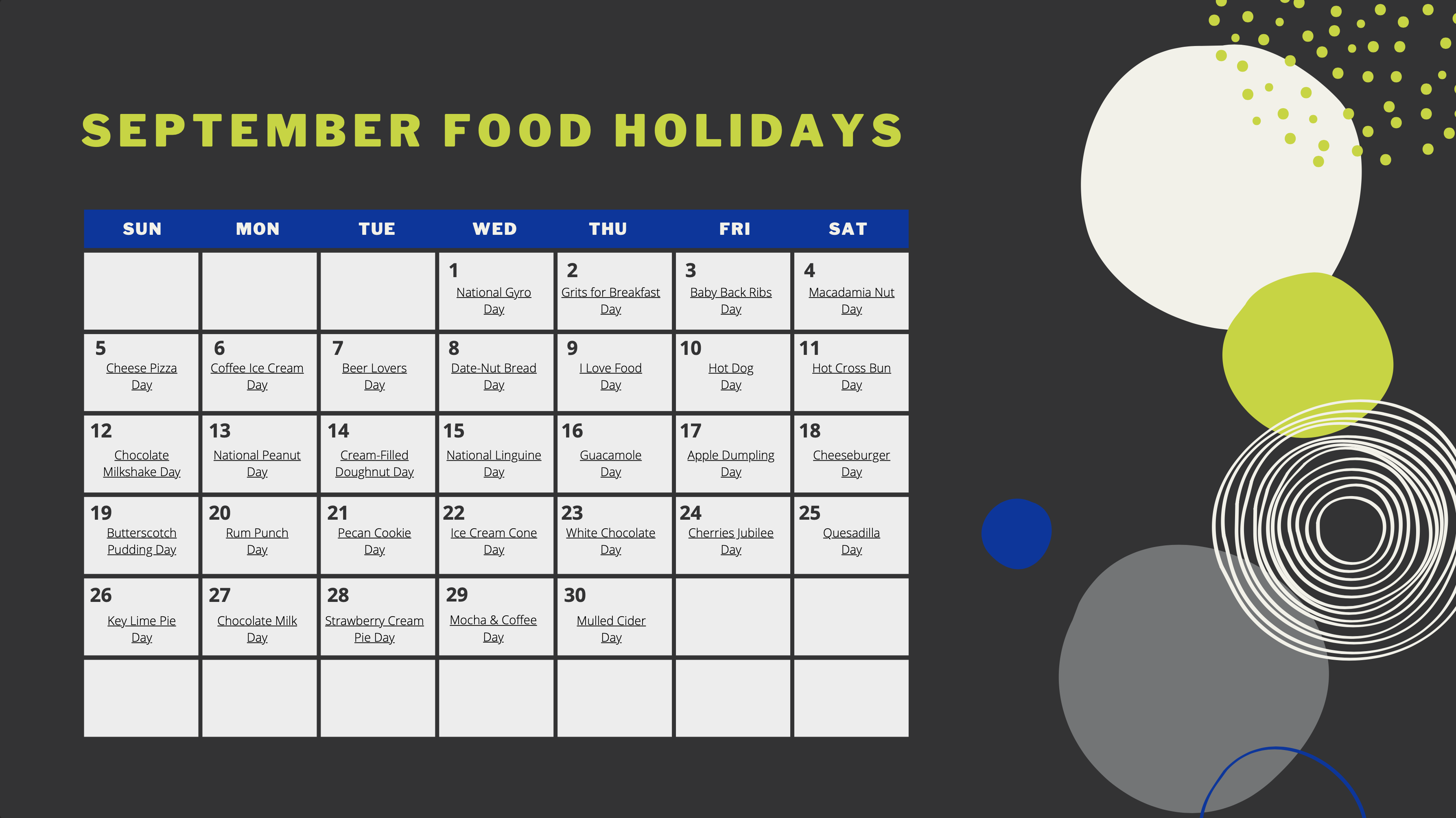 Amarillo College - September Food Holidays