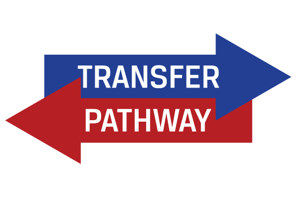 Transfer Pathway blue and red arrow graphic