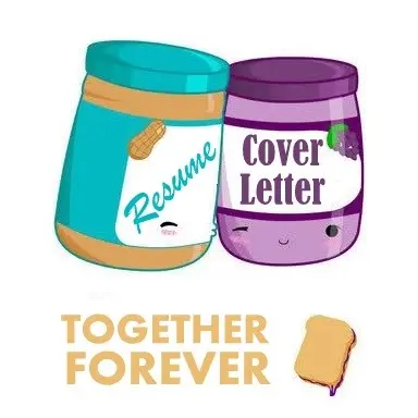 Illustration of PB&J jars labeled 'Resume' and 'Cover Letter' with text 'TOGETHER FOREVER' beneath.