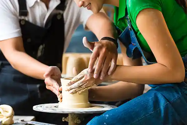 Pottery Student with Instructor