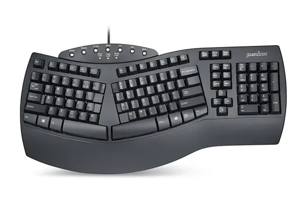 An Ergonomic Keyboard on white background.