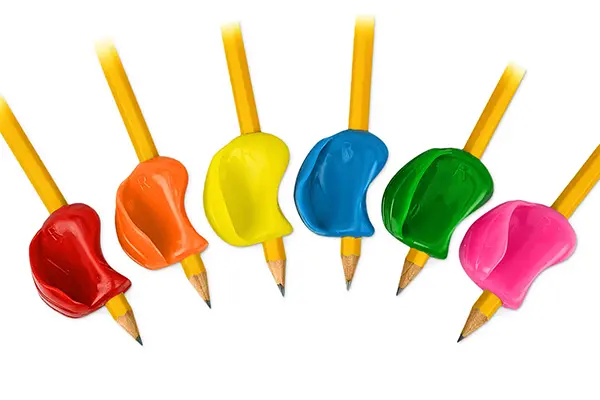 Different colors of Original Pencil Grips on an arrary of pencils.