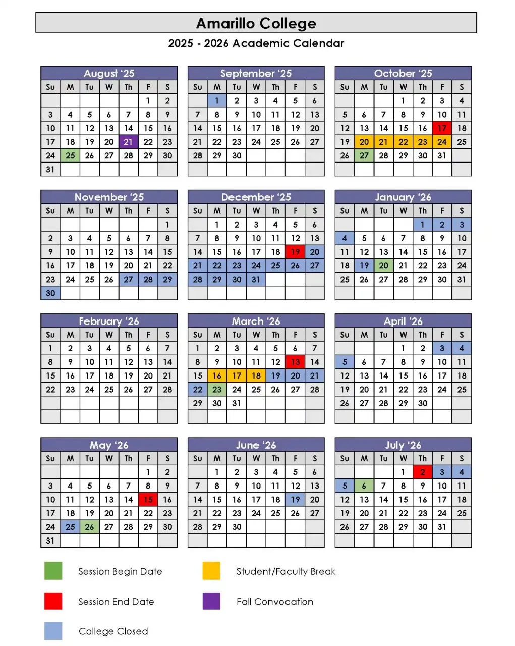 2025 2026 Academic Calendar