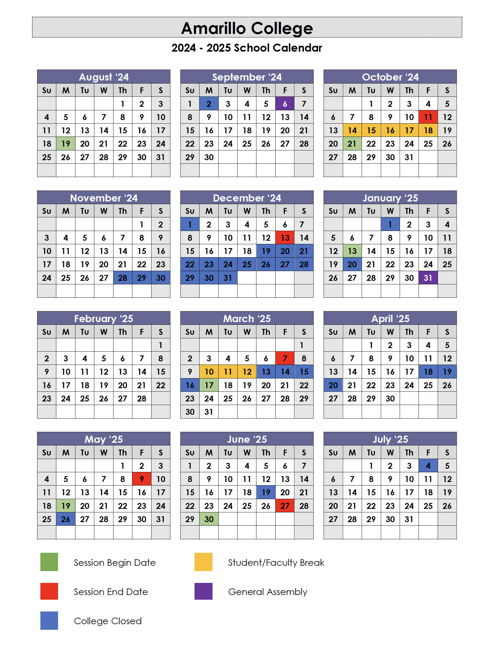 24 25 AC calendar