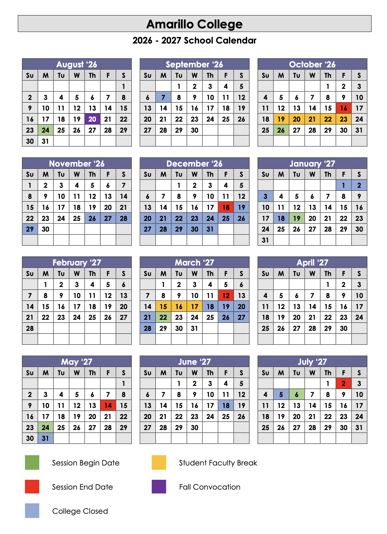 2026 2027 AC Academic Calendar