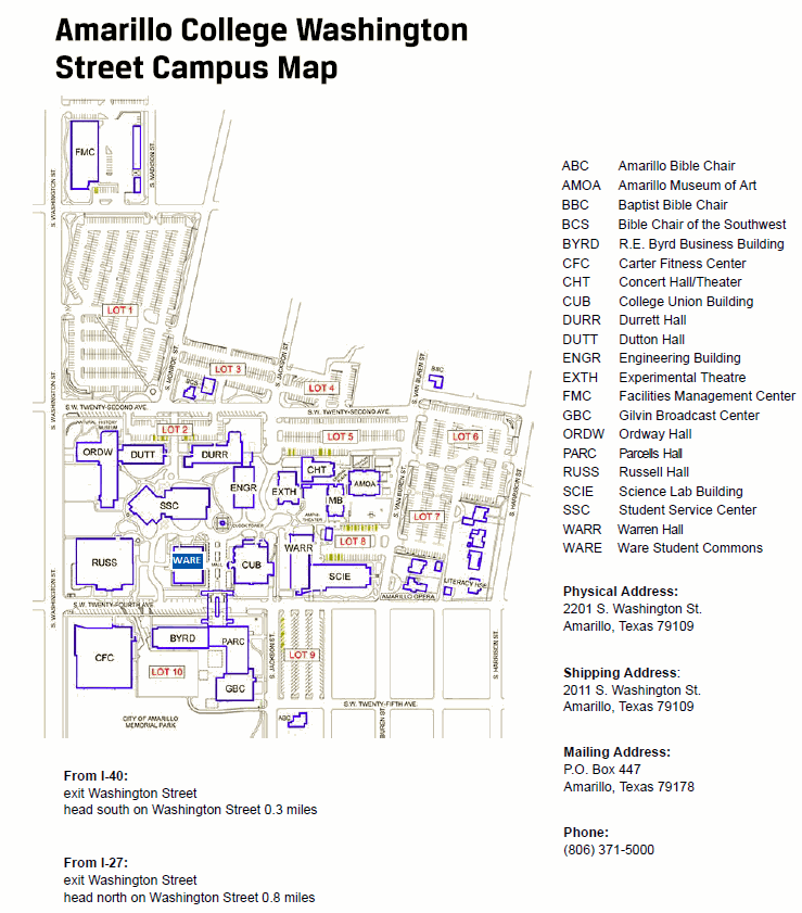 Amarillo College Washington Campus Map Amarillo College - Washington Street Campus Lynn Library