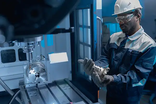Man working on cnc machinery