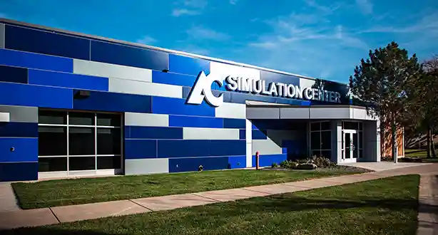 picture of the outside entrayce of the Simulation Center